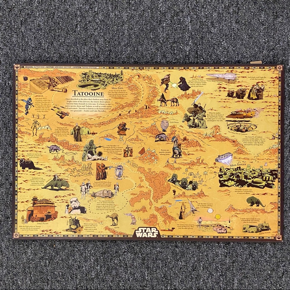 Star Wars Tatooine wooden wall map